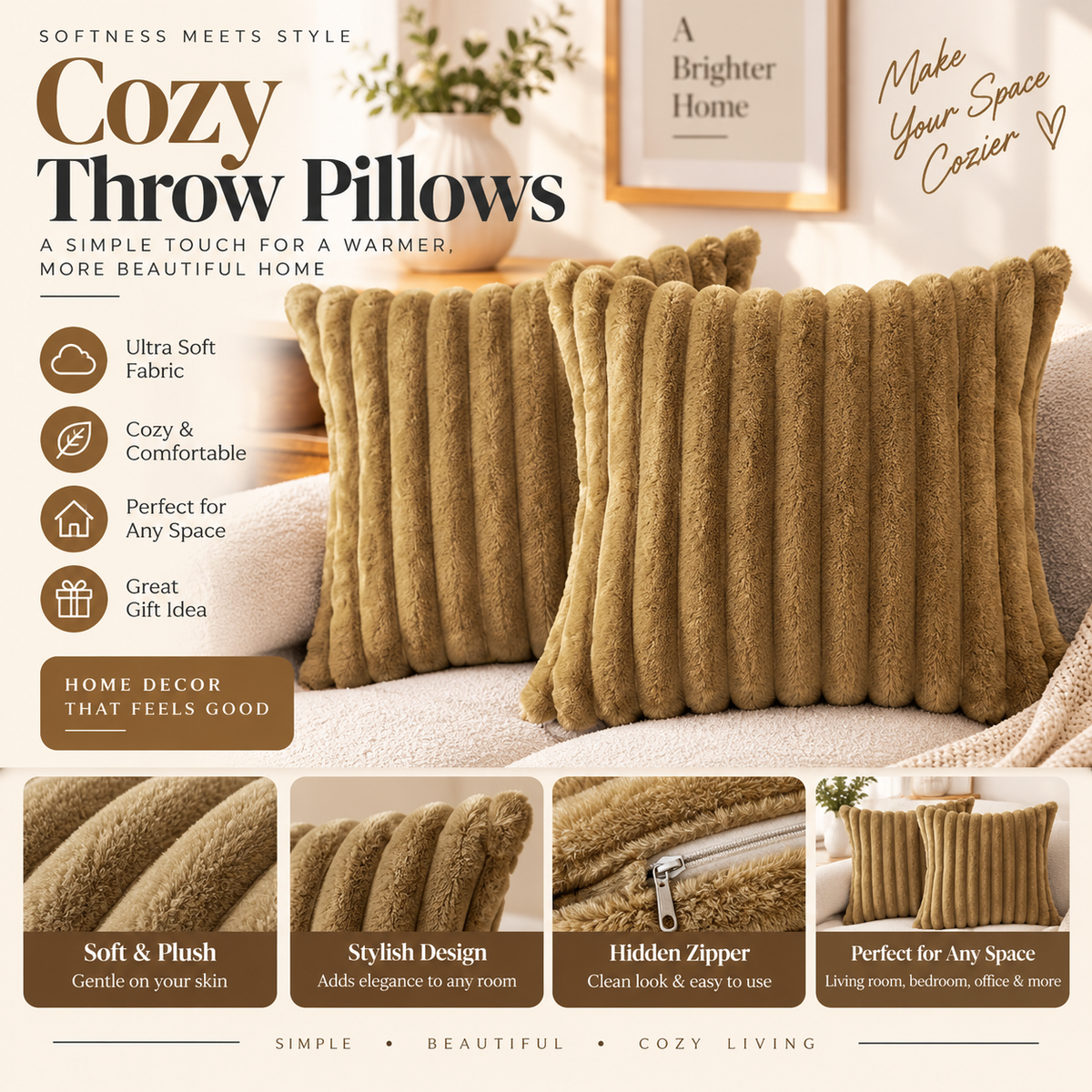 Faux Fur Accent Pillow Cover
