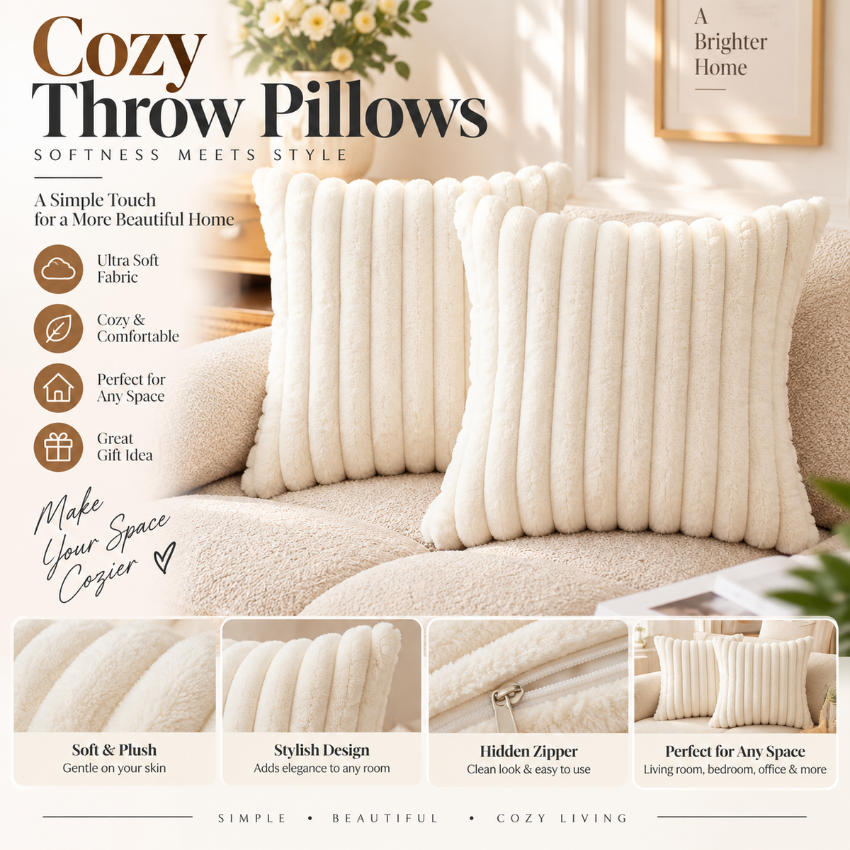 Faux Fur Accent Pillow Cover