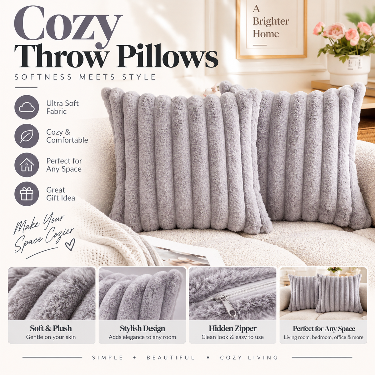 Faux Fur Accent Pillow Cover