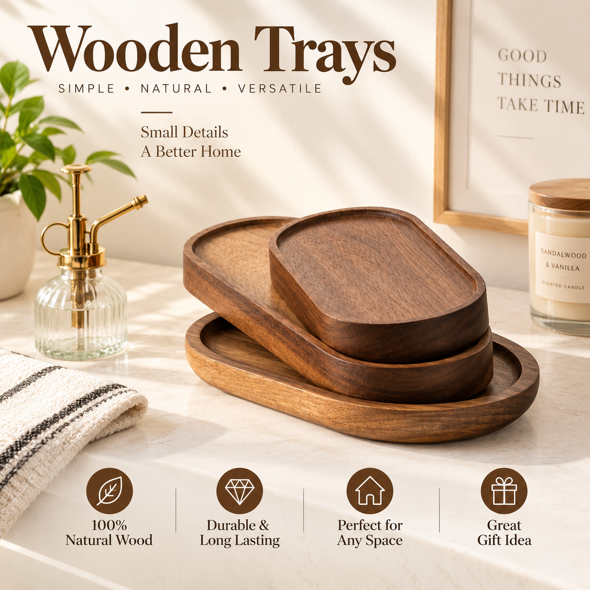 Nordic Natural Wood Serving Tray