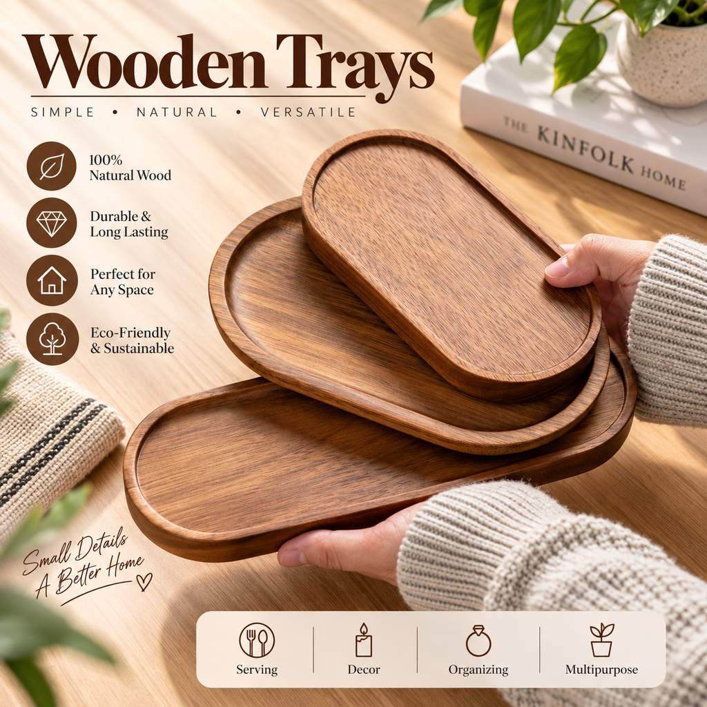 Nordic Natural Wood Serving Tray