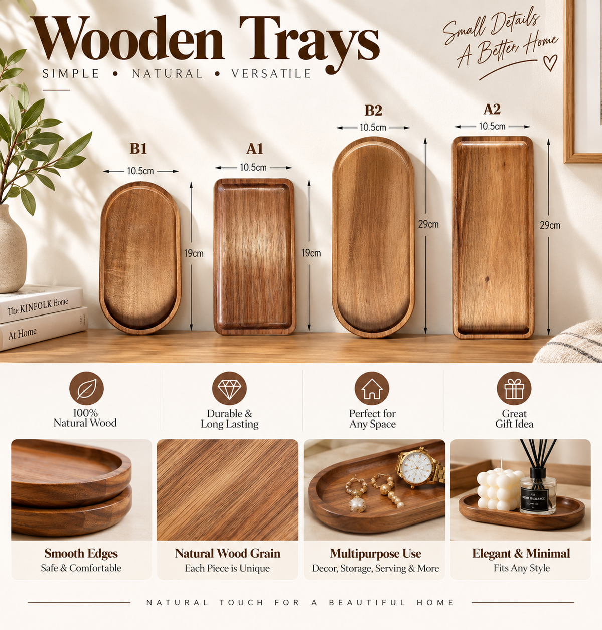 Nordic Natural Wood Serving Tray