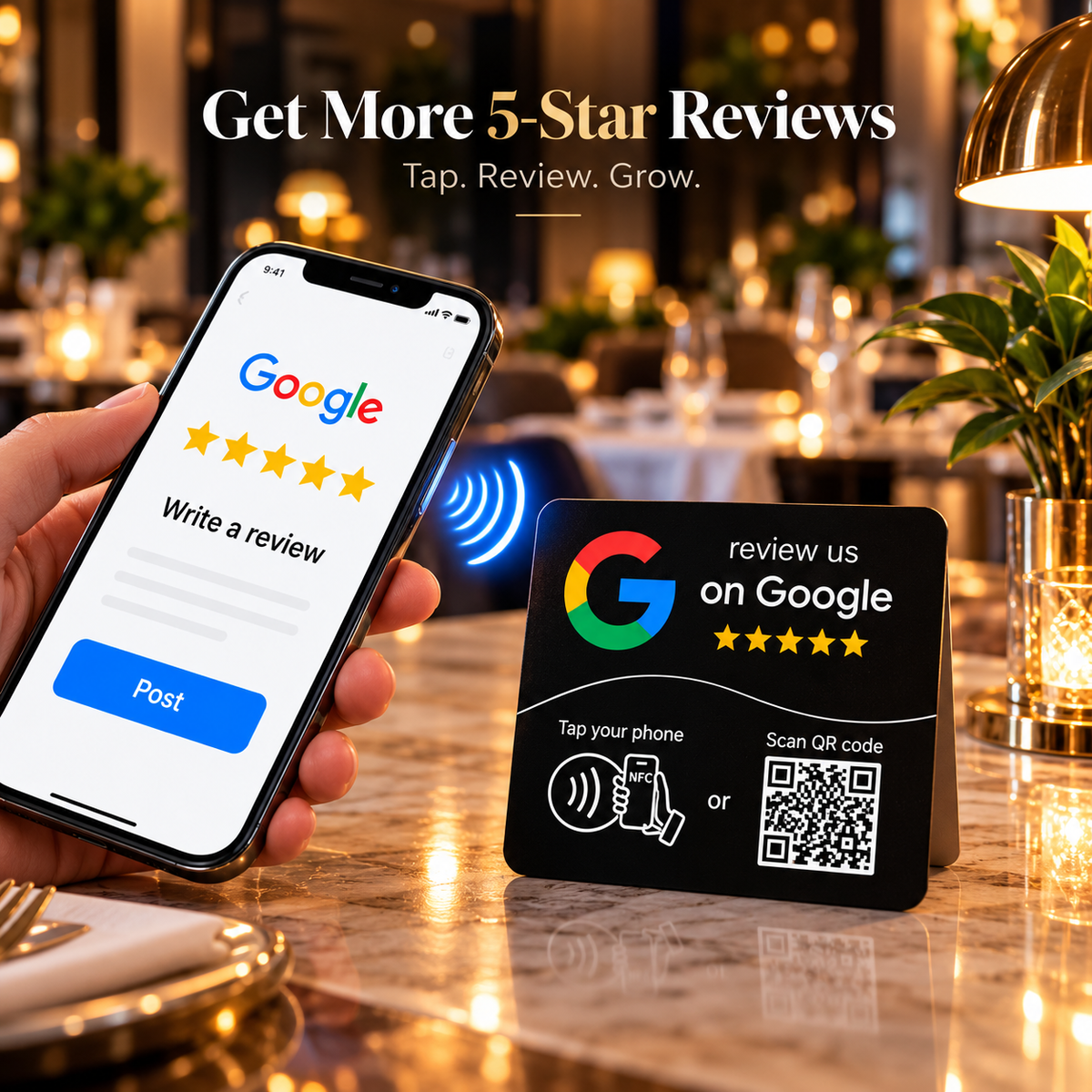 NFC Google Review Card — Programmable Tap-to-Review Stand