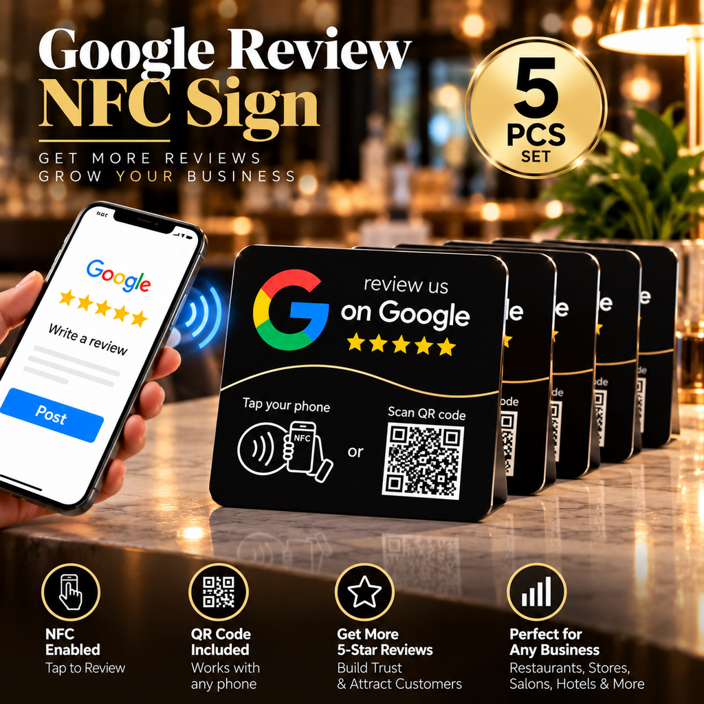 NFC Google Review Card — Programmable Tap-to-Review Stand